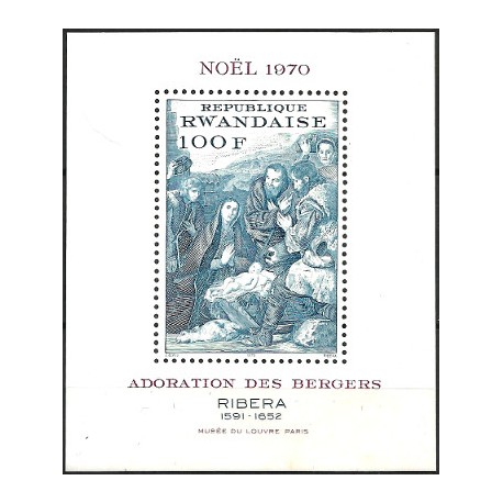 Ruanda. 1970. Hoja Conmemorativa (Nuevo) Navidad