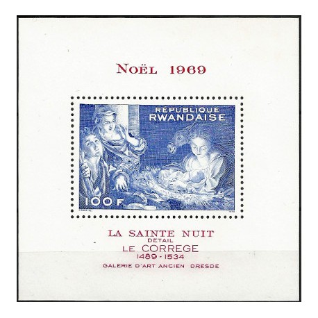 Ruanda. 1969. Hoja Conmemorativa (Nuevo) Navidad