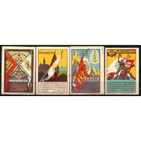 Viñetas Conm. de Manresa. Octubre 1928 (Nuevo, con señal de fijasellos)