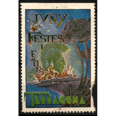 Viñeta Conm. Fiestas i Fallas. Junio. Tarragona (Nuevo, con señal de fijasellos y leve rotura)