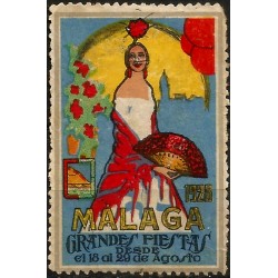 Viñeta Conm. Grandes Fiestas. Málaga. Año 1928 (Nuevo, sin goma)