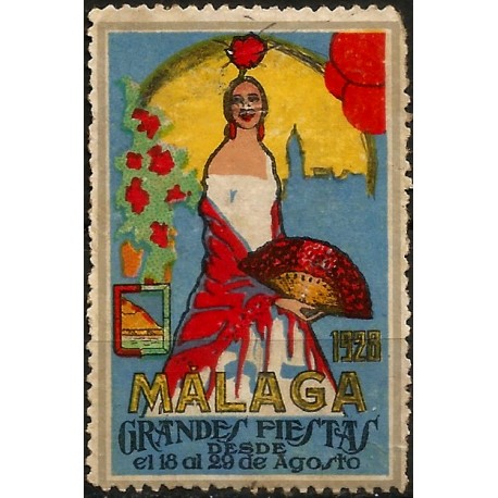 Viñeta Conm. Grandes Fiestas. Málaga. Año 1928 (Nuevo, sin goma)