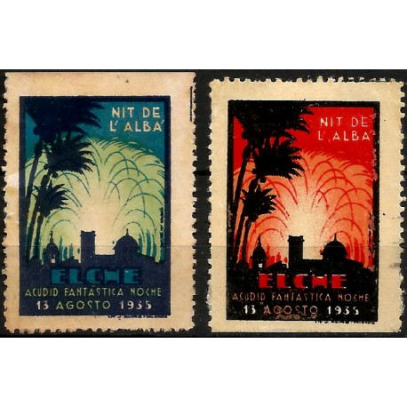 Viñetas Conm. La Nit de l,Alba. Elche. Año 1935 (Usado)