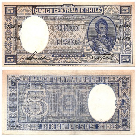 (119) Chile. 1958-59. 5 Pesos (SC-)
