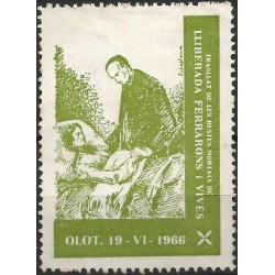 Viñeta Conm. Traslado de los Restos Mortales de Lliberada Ferrarons i Vivés. Olot. Año 1966 (Nuevo, con señal de fijasellos)