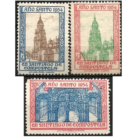Viñetas Conm. Año Santo 1954. Santiago de Compostela (Usados)