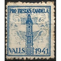 Viñeta Conm. Pro Fiestas Candela. Valls. Año 1941 (Nuevo, con señal de fijasellos)
