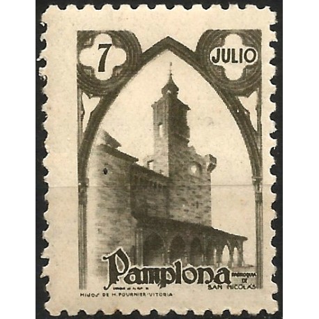 Viñeta Conm. Parroquia de San Nicolás. Pamplona. 7 de Julio (Nuevo, con señal de fijasellos)