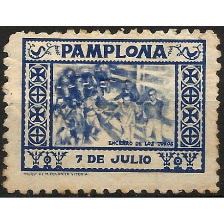 Viñeta Conm. Endierro de los Toros. Pamplona. 7 de Julio (Nuevo, con señal de fijasellos)