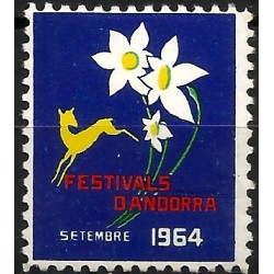 Viñeta Conm. Festivals d,Andorra. Año 1964 (Nuevo, con señal de fijasellos)