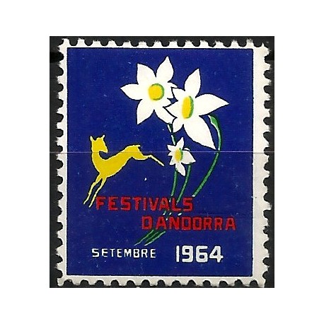 Viñeta Conm. Festivals d,Andorra. Año 1964 (Nuevo, con señal de fijasellos)