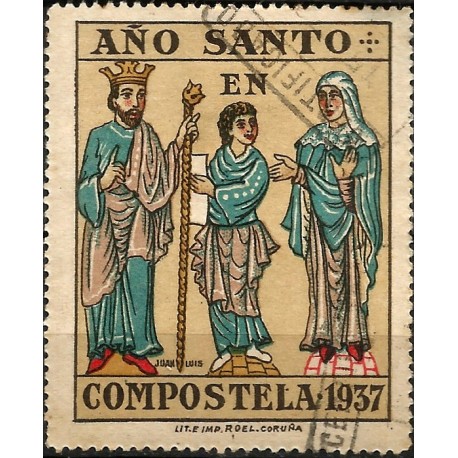 Viñeta Conm. Año Santo en Compostela. Año 1937 (Usado)