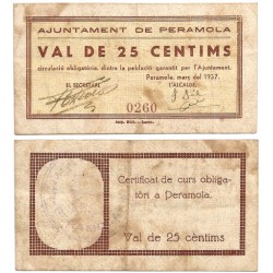 Peramola. 1937. 25 Céntimos (BC/BC+)