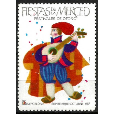 Viñeta Conm. Fiestas de la Merced. Barcelona. Año 1967 (Nuevo, con señal de fijasellos)