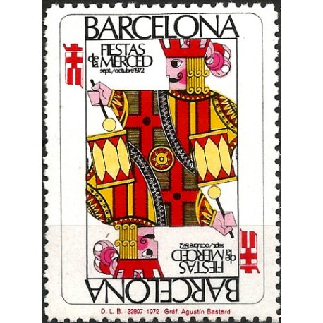 Viñeta Conm. Fiestas de la Merced. Barcelona. Año 1972 (Nuevo, con señal de fijasellos)