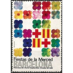 Viñeta Conm. Fiestas de la Merced. Barcelona. Año 1968 (Nuevo, con señal de fijasellos)
