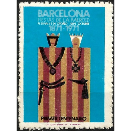 Viñeta Conm. Fiestas de la Merced. Barcelona. Año 1971 (Nuevo, con señal de fijasellos)