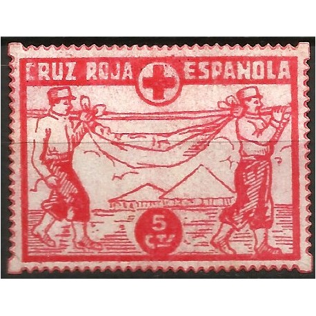 Viñeta Conm. Cruz Roja Española. 5 Céntimos (Nuevo, con señal de fijasellos)