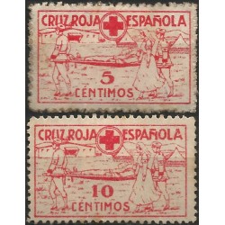 Viñetas Conm. Cruz Roja Española. 5 + 10 Céntimos (Usados)
