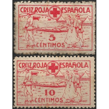 Viñetas Conm. Cruz Roja Española. 5 + 10 Céntimos (Usados)
