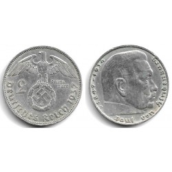 (93) Alemania (III Reich). 1937(D). 2 Mark (MBC+) (Plata)
