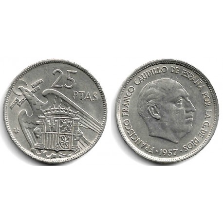 Estado Español. 1957*(69). 25 Pesetas (MBC/MBC+)