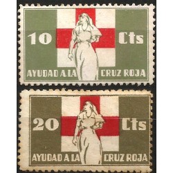 Viñeta Conm. Ayudad a la Cruz Roja. 10 + 20 Centimos (Usados)