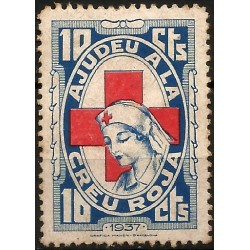 Viñeta Conm. Ayuda a la Cruz Roja. Año 1937. 10 Céntimos (Usado)