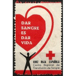 Viñeta Conm. Dar Sangre es Dar Vida. Cruz Roja Española (Nuevo, con señal de fijasellos)