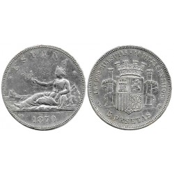 Gobierno Provisional. 1870*(18-70). 5 Pesetas (MBC-) (Plata) Ceca de Madrid SN-M
