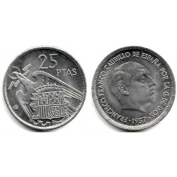 Estado Español. 1957*(69). 25 Pesetas (SC/SC-)