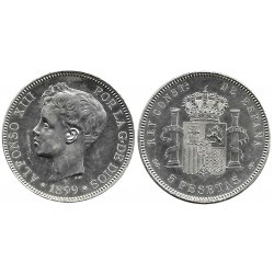 Alfonso XIII. 1899*(18-99). 5 Pesetas (EBC/EBC+) (Plata) Ceca de Madrid SG-V