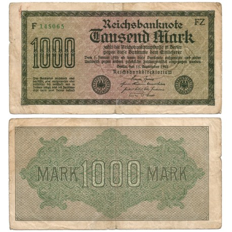 (76e) Imperio Alemán (Weimar). 1922. 1000 Mark (BC+)