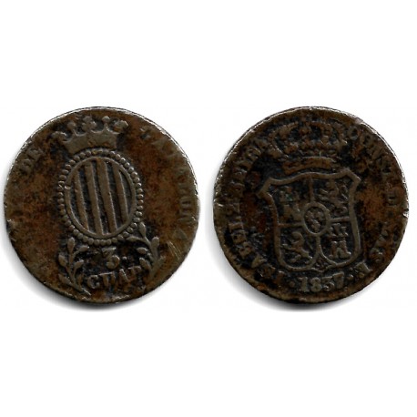 Isabel II. 1837. 3 Cuartos (BC/BC-) Ceca de Cataluña