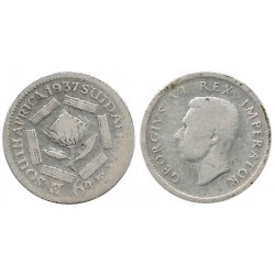(27) Sudáfrica. 1937. 6 Pence (BC/BC-) (Plata)