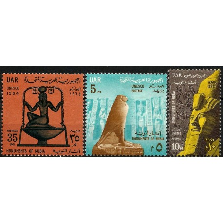 República Árabe Unida. 1964. Serie Completa (Nuevo, con señal de fijasellos) Monumentos de Nubia