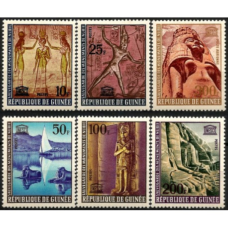República de Guinea. Sin Fecha. Serie Completa (Nuevo, con señal de fijasellos) Monumentos de Nubia