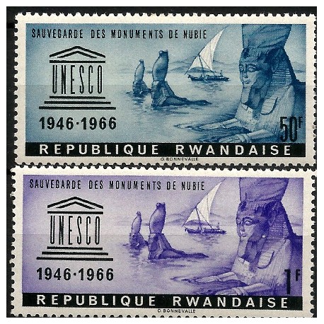 Ruanda. 1966. Serie Completa (Nuevo, con señal de fijsellos) Monumentos de Nubia