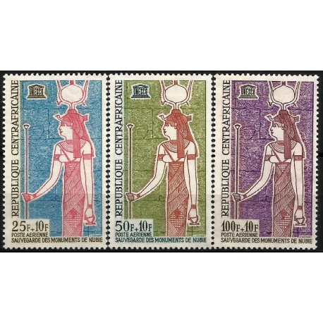 República Centroafricana. Sin Fecha. Serie Completa (Nuevo, con señal de fijasellos) Monumentos de Nubia