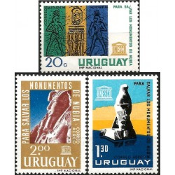 Uruguay. Sin Fecha. Serie Completa (Nuevo, con señal de fijasellos) Monumentos de Nubia