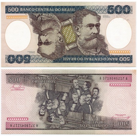 (200b) Brasil. 1981-85. 500 Cruzeiros (SC-) Mancha en esquina