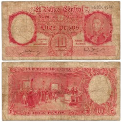 (265b) Argentina. 1942-57. 10 Pesos (RC+)
