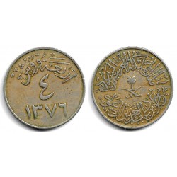 (42) Arabia Saudí. AH1376. 4 Ghirsh (BC+/BC)
