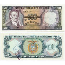 (124Aa) Ecuador. 1988. 500 Sucres (SC-) Manchas de Tinta por Tampón
