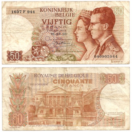 (139) Bélgica. 1966. 50 Francs (BC)