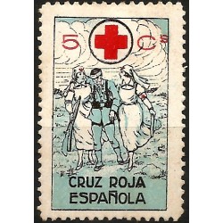 Viñeta Conm. Cruz Roja Española. 5 Céntimos (Nuevo, con señal de fijasellos)