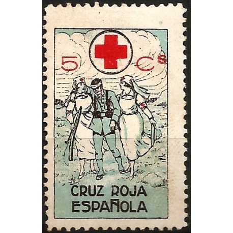 Viñeta Conm. Cruz Roja Española. 5 Céntimos (Nuevo, con señal de fijasellos)