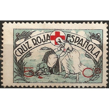 Viñeta Conm. Cruz Roja Española. 5 Céntimos (Nuevo, con señal de fijasellos)