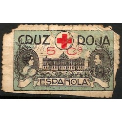 Viñeta Conm. Cruz Roja Española. 5 Céntimos (Usado, con roturas)