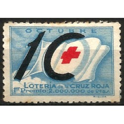 Viñeta Conm. Lotería de la CRuz Roja. 10 Céntimos (Nuevo, con señal de fijasellos)